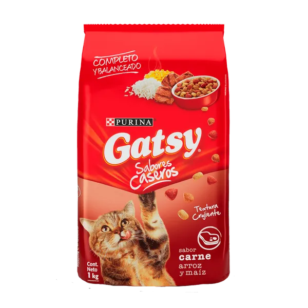 Comida para Gatos Gatsy Purina Sabor Carne Arroz Maiz 1kg